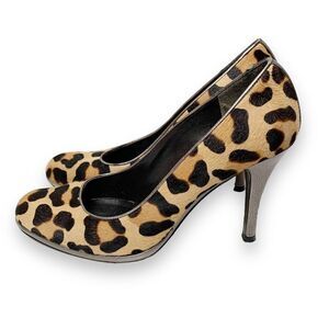 Stuart Weitzman Pony Hair Cheetah Animal Print Platform Leather Pumps Women’s 8M